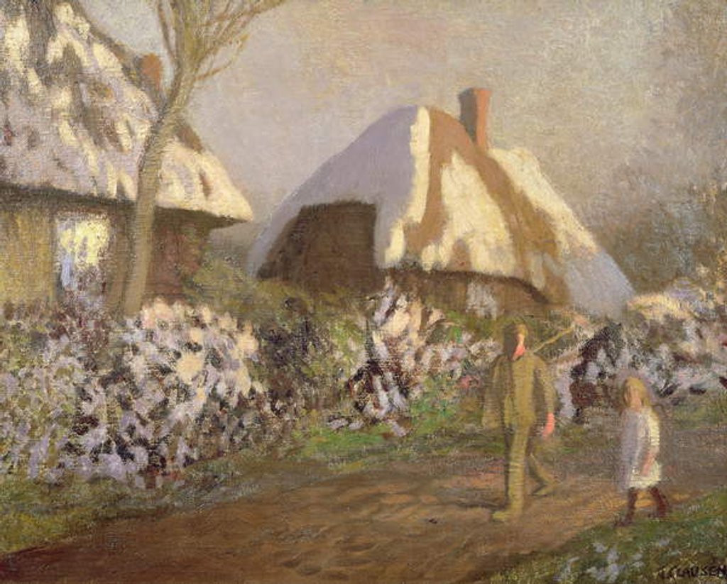 Detail of Cottages on the Frosty Afternoon by George Clausen
