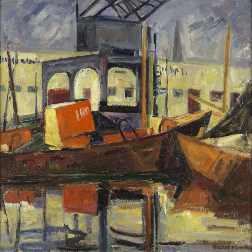 Detail of The harbour of Bordeaux, c.1945 by Mildred Bendall