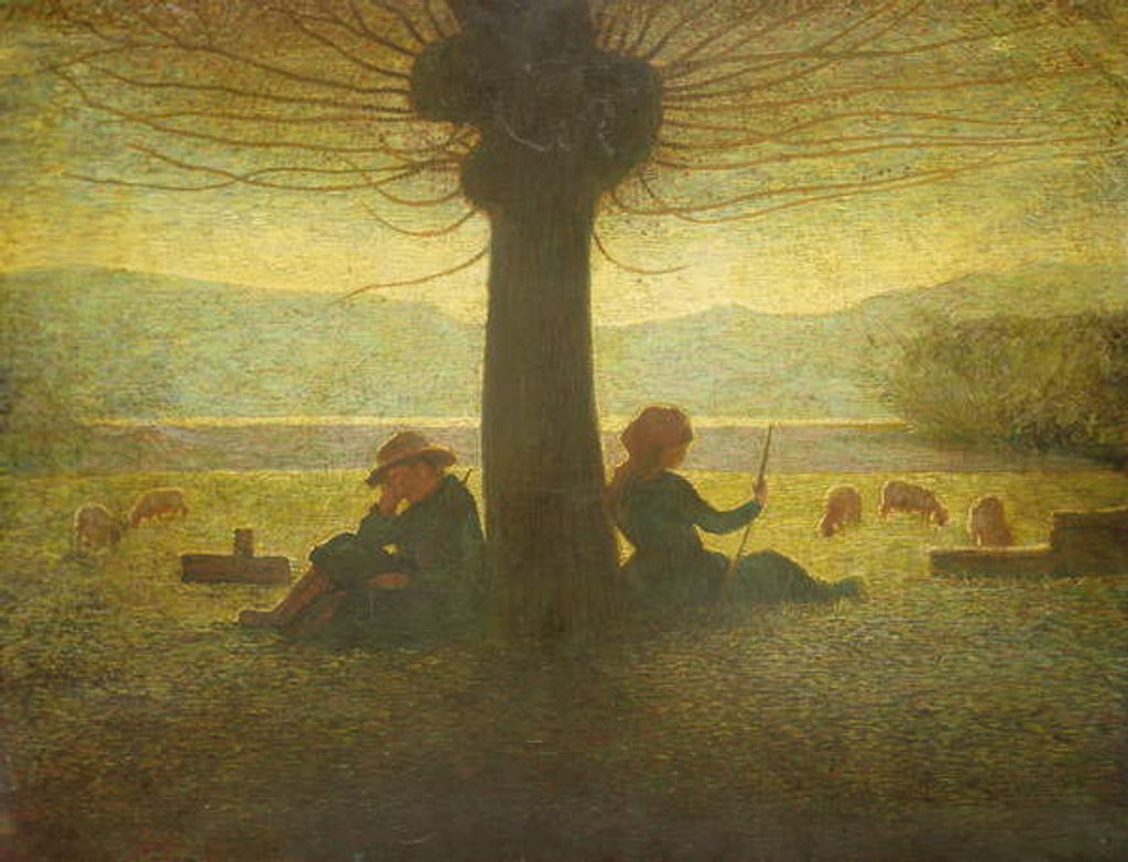 Detail of A Shepherd and Shepherdess resting beneath a Tree, c.1905 by Giuseppe Pellizza da Volpedo