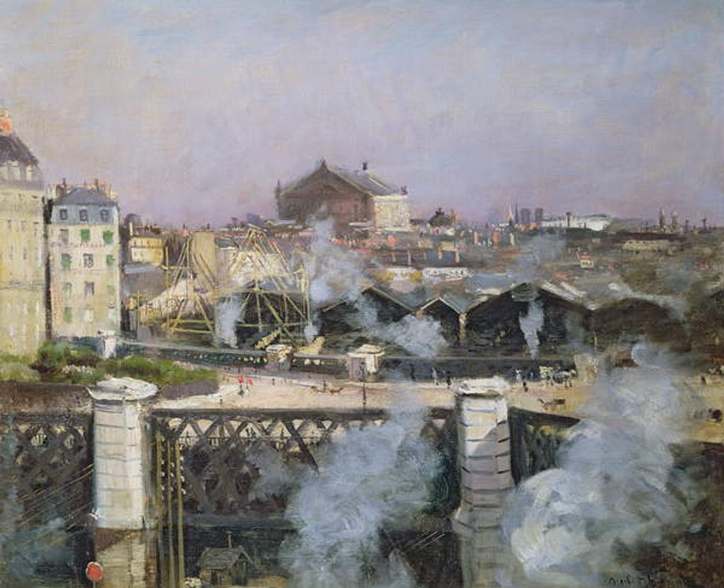 Detail of Le Pont de L'Europe by Norbert Goeneutte