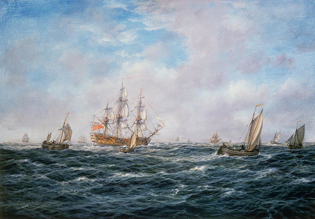 Detail of British Man-o-War and Other Craft, c.1740 by Richard Willis