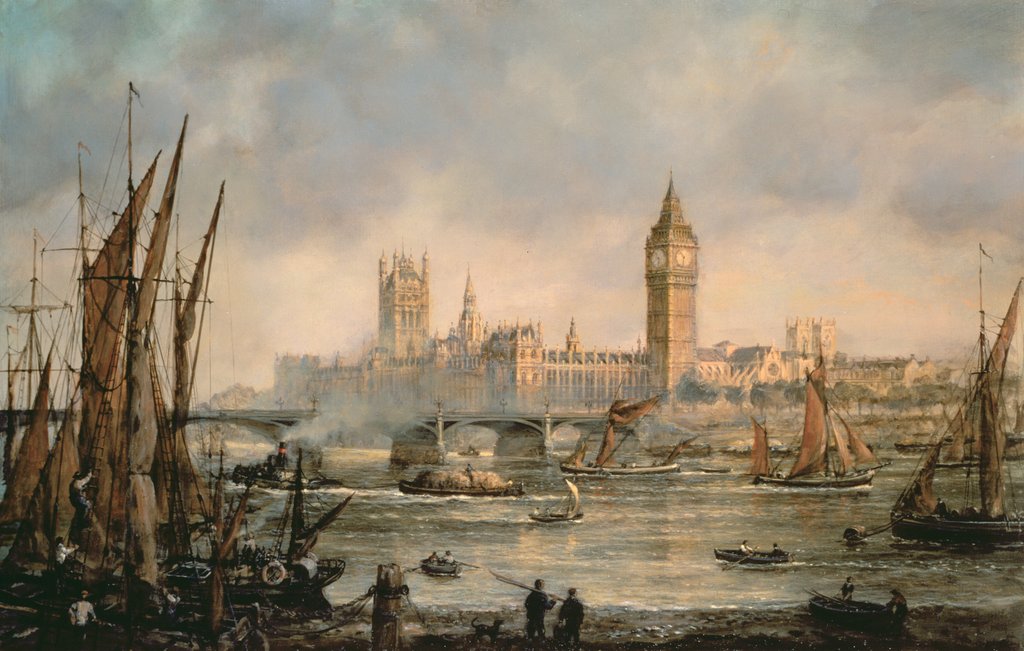 Detail of View of the Houses of Parliament from the River Thames by Richard Willis