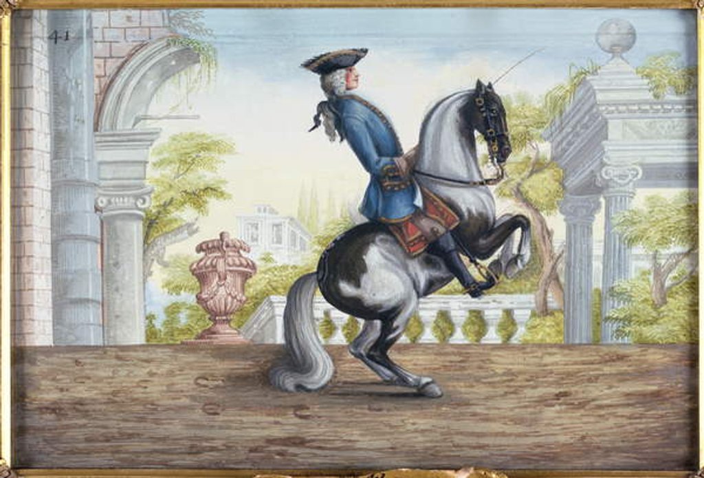 Detail of No. 41 A skewbald horse of the Spanish Riding School performing the 'Pesade' by Baron Reis d' Eisenberg