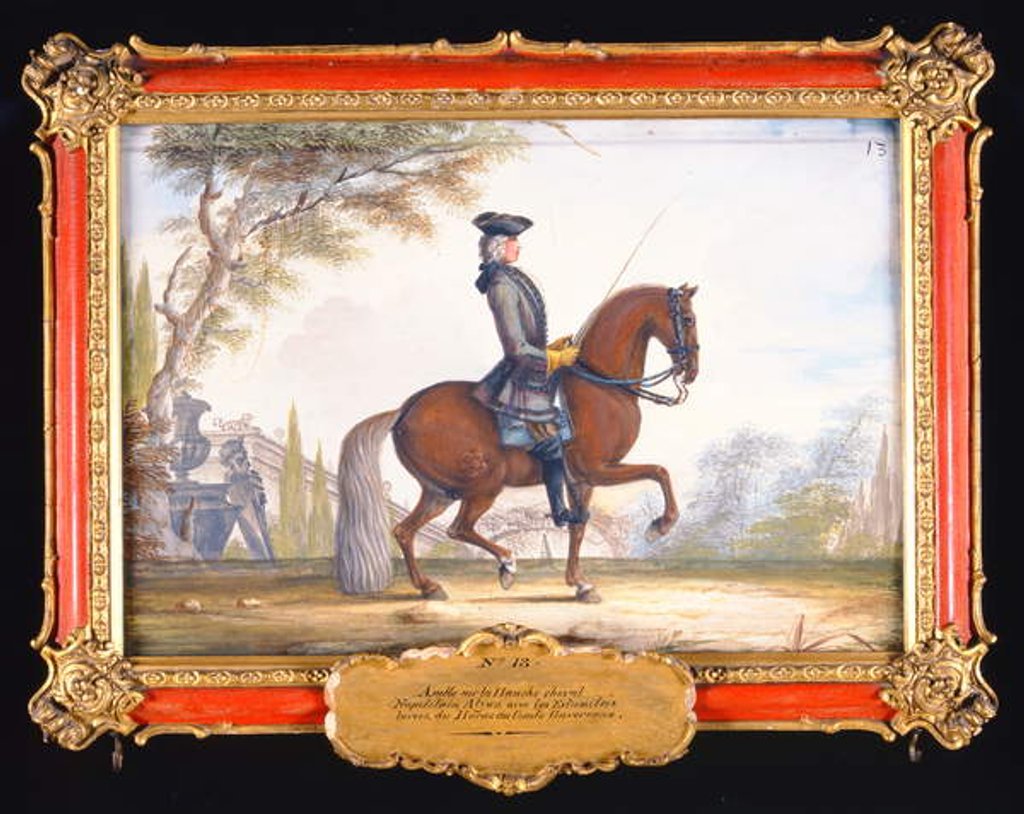 Detail of No. 13 Dressage steps performed by a neapolitan horse of the Spanish Riding School called Alzan by Baron Reis d' Eisenberg