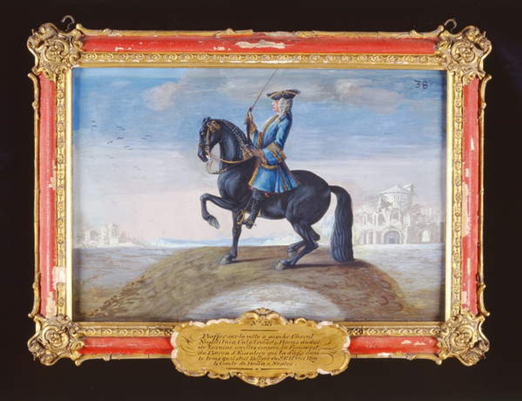 Detail of No. 38 A Neapolitan Calabrian horse of the Spanish Riding School performing a dressage movement called the 'Piaffe' by Baron Reis d' Eisenberg