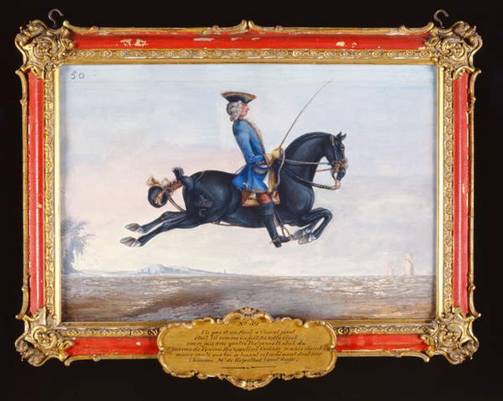 Detail of No. 50 A jet black horse called 'Curioso' performing a dressage movement called a 'Capriole' by Baron Reis d' Eisenberg