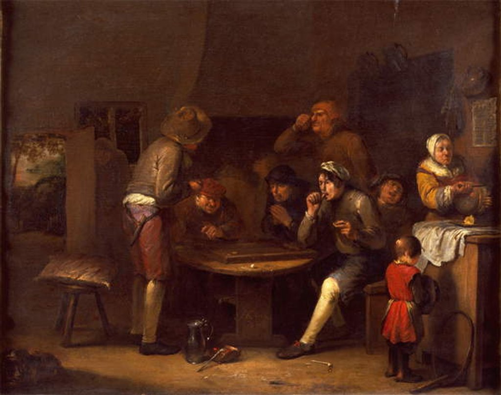Detail of Interior of a farmhouse, 1677 by Egbert van the Elder Heemskerck