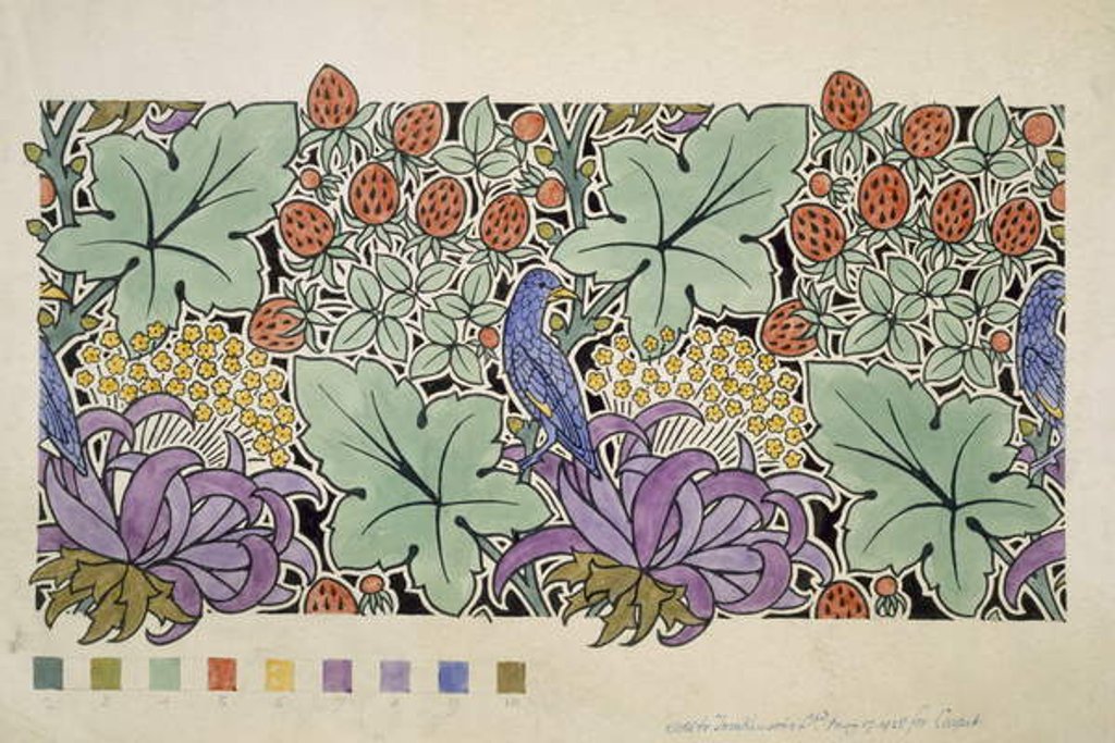 Detail of Blue Bird Amongst the Strawberries by Charles Francis Annesley Voysey