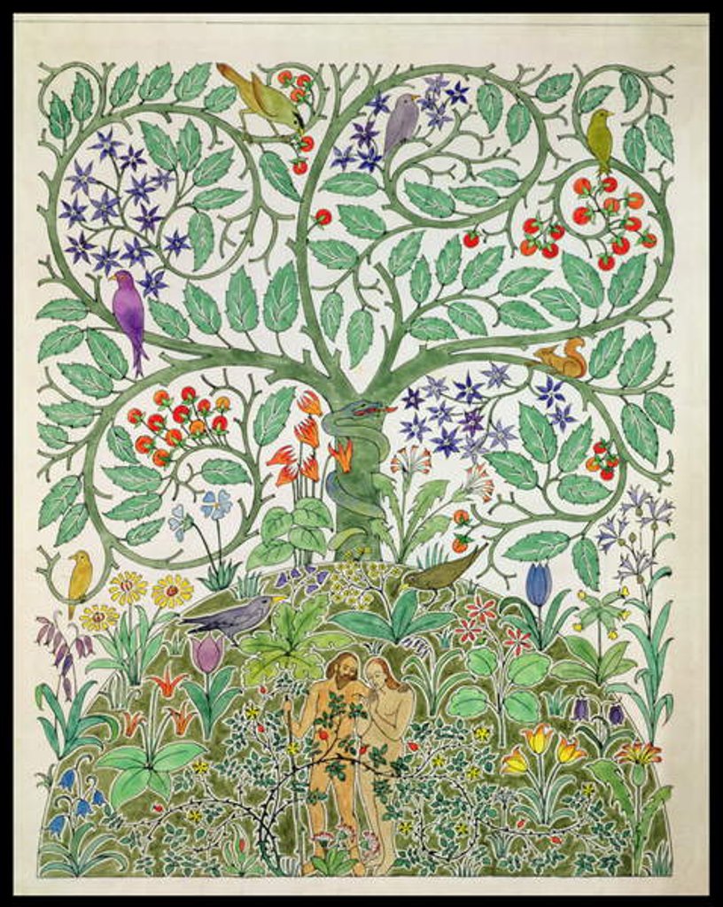 Detail of Adam and Eve design by Charles Francis Annesley Voysey