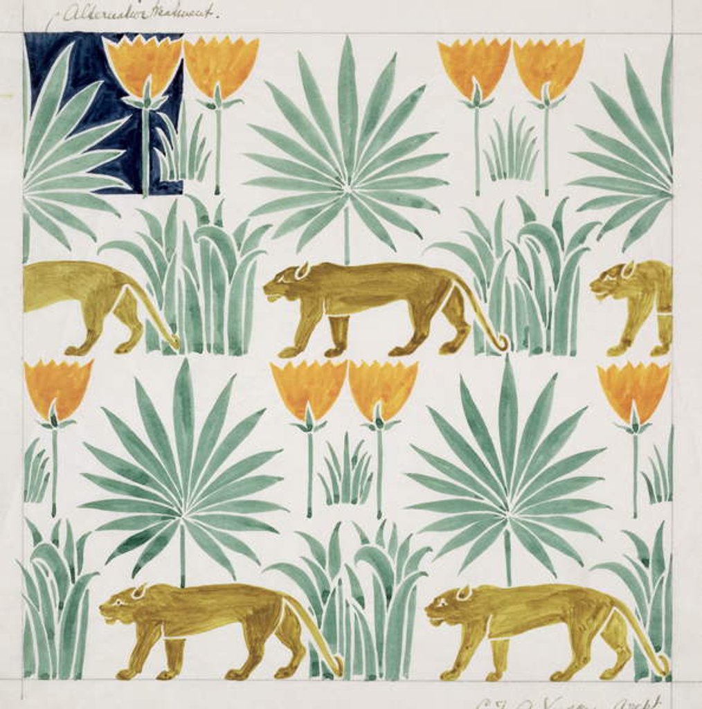 Detail of Tiger design, May 1918 by Charles Francis Annesley Voysey