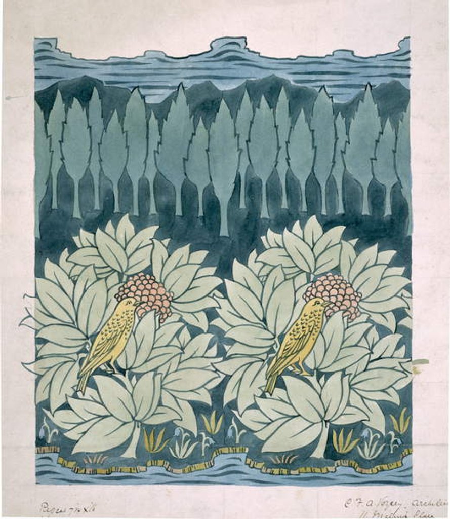 Detail of Birds with fir trees by Charles Francis Annesley Voysey