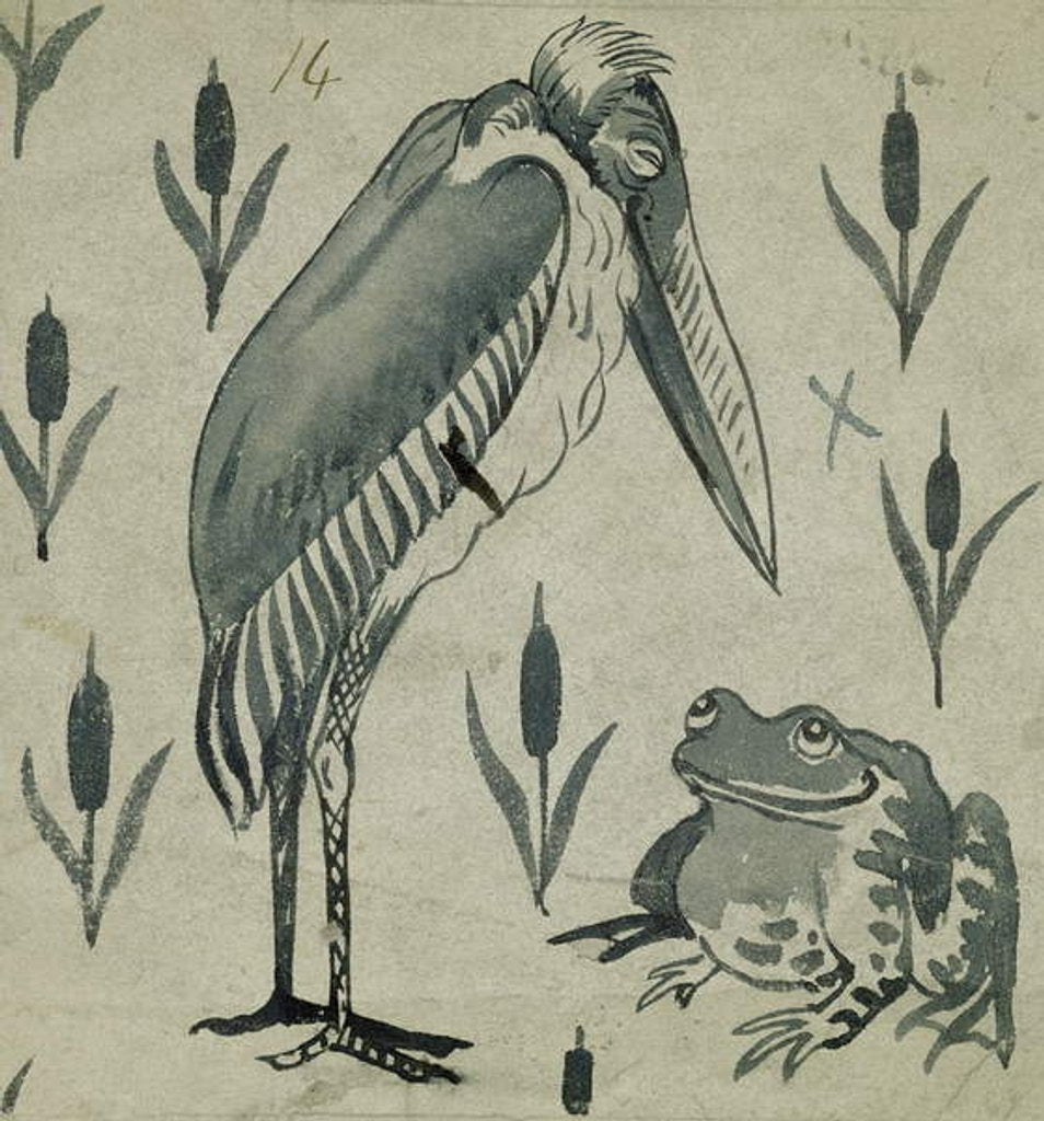 Detail of A Pelican and Frog in Conversation by William De Morgan