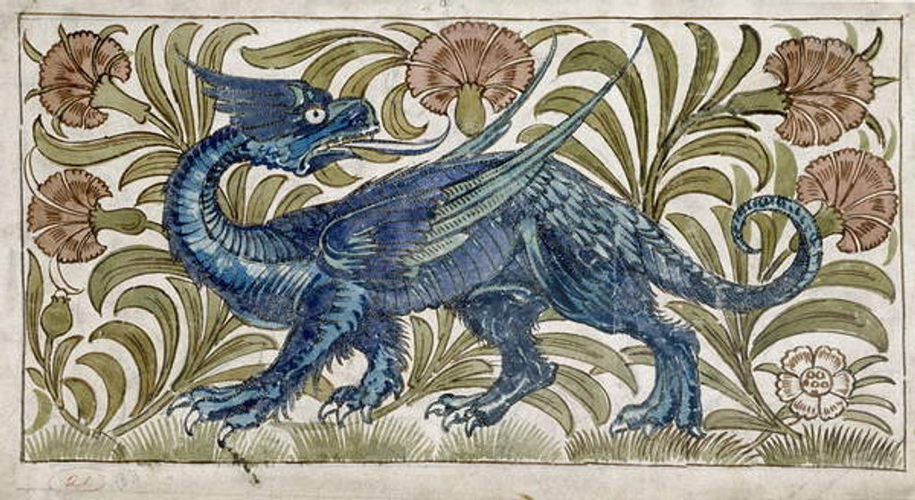 Detail of Dragon design for a tile by William De Morgan