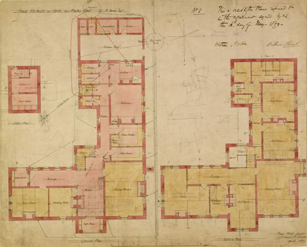 Detail of Plans for the Red House, Bexley Heath, 1859 by Philip Webb