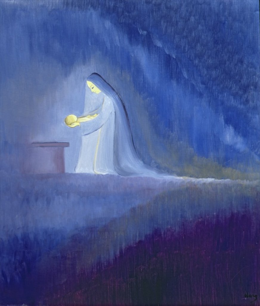 Detail of The Virgin Mary cared for her child Jesus with simplicity and joy, 2001 by Elizabeth Wang