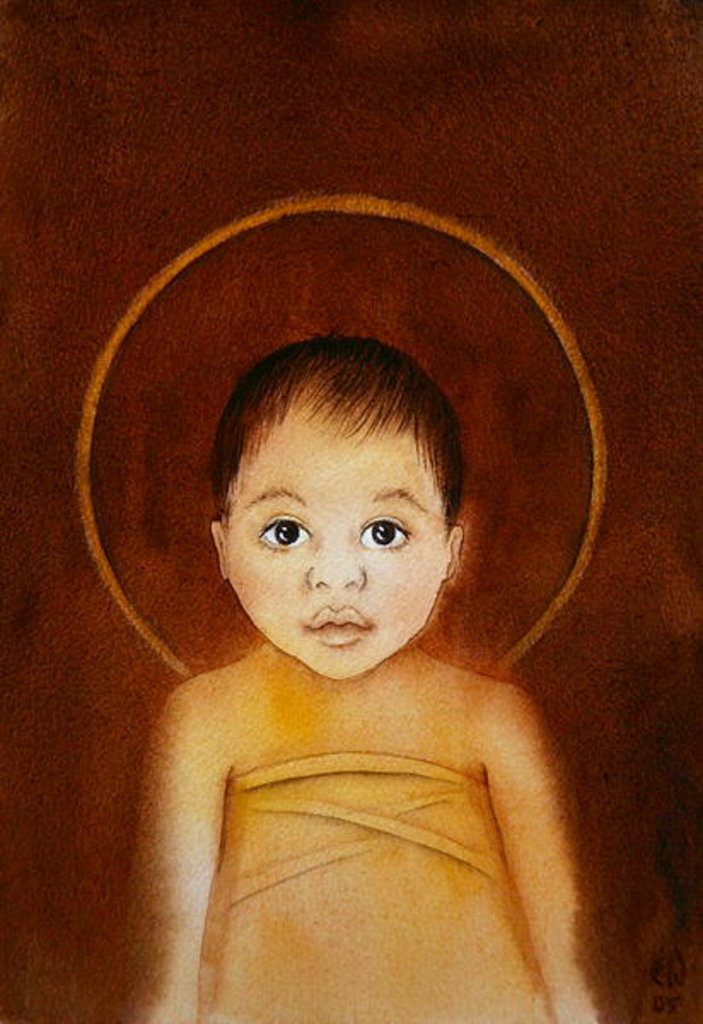 Detail of Jesus Christ is true God, who took on our human nature, having the humility and goodness to come amongst us as a mere infant, 2003 by Elizabeth Wang