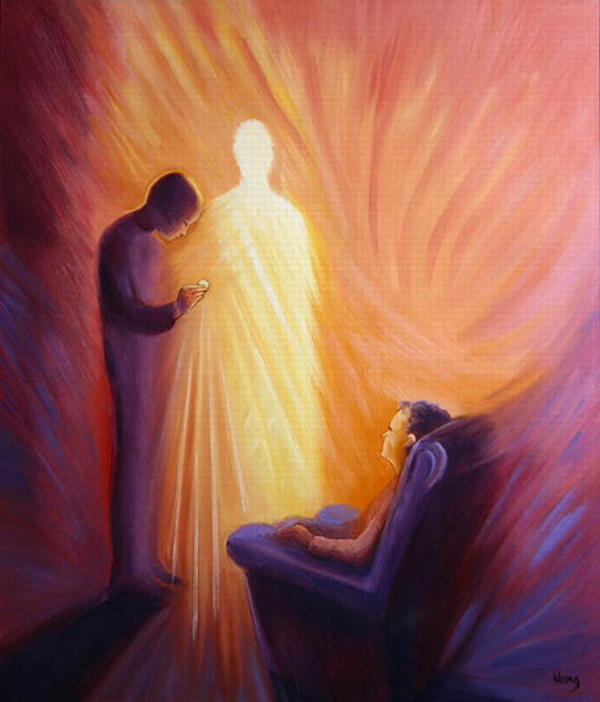 Detail of Jesus Christ comes to us in Holy Communion when we are sick or housebound, 2001 by Elizabeth Wang