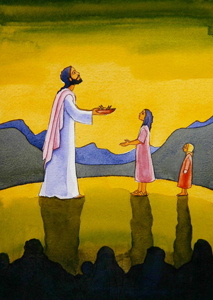 Detail of Jesus Christ performs the miracle of the loaves and the fish, 2004 by Elizabeth Wang