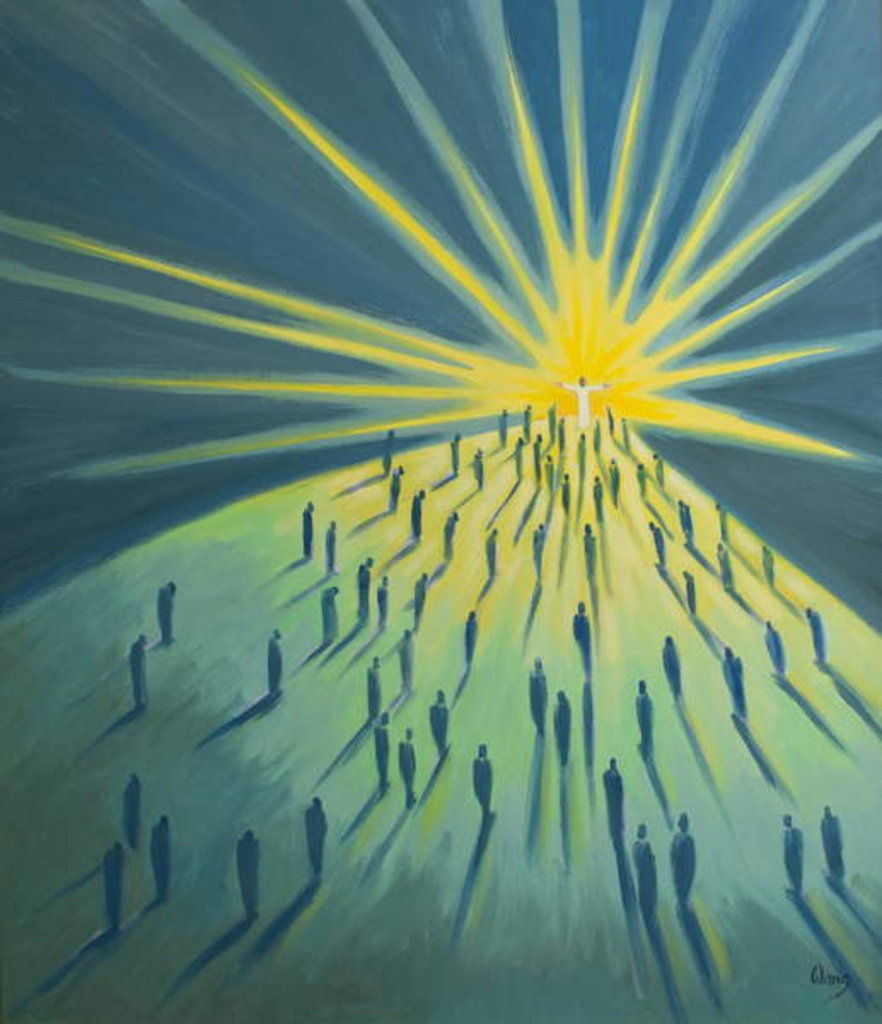 Detail of Uniting ourselves with Christ's prayer to the Father at Mass, we are sheltered by His glory, 2001 by Elizabeth Wang