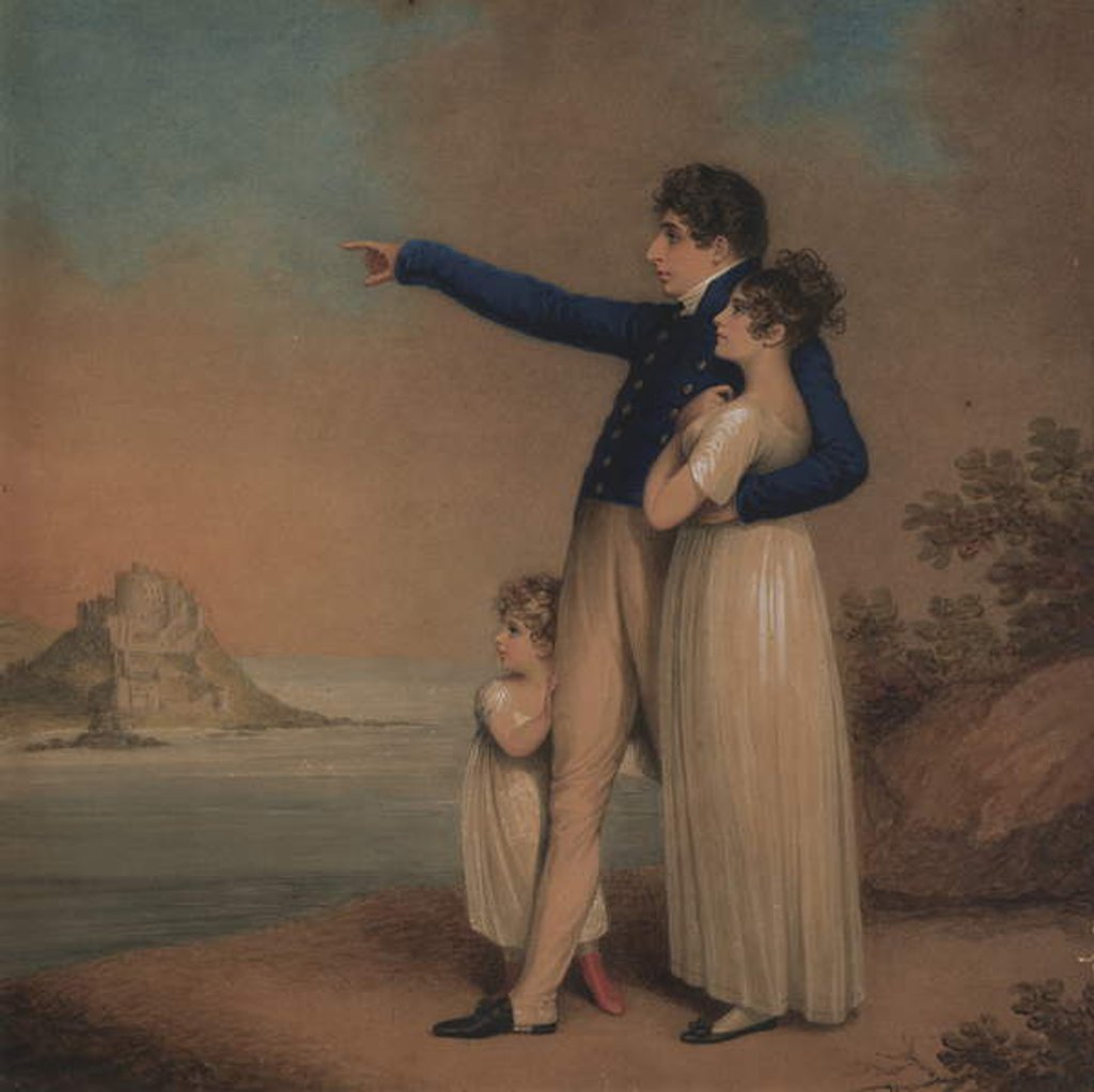 Detail of Robert Southey and his daughter[s], 1824 by Adam Buck