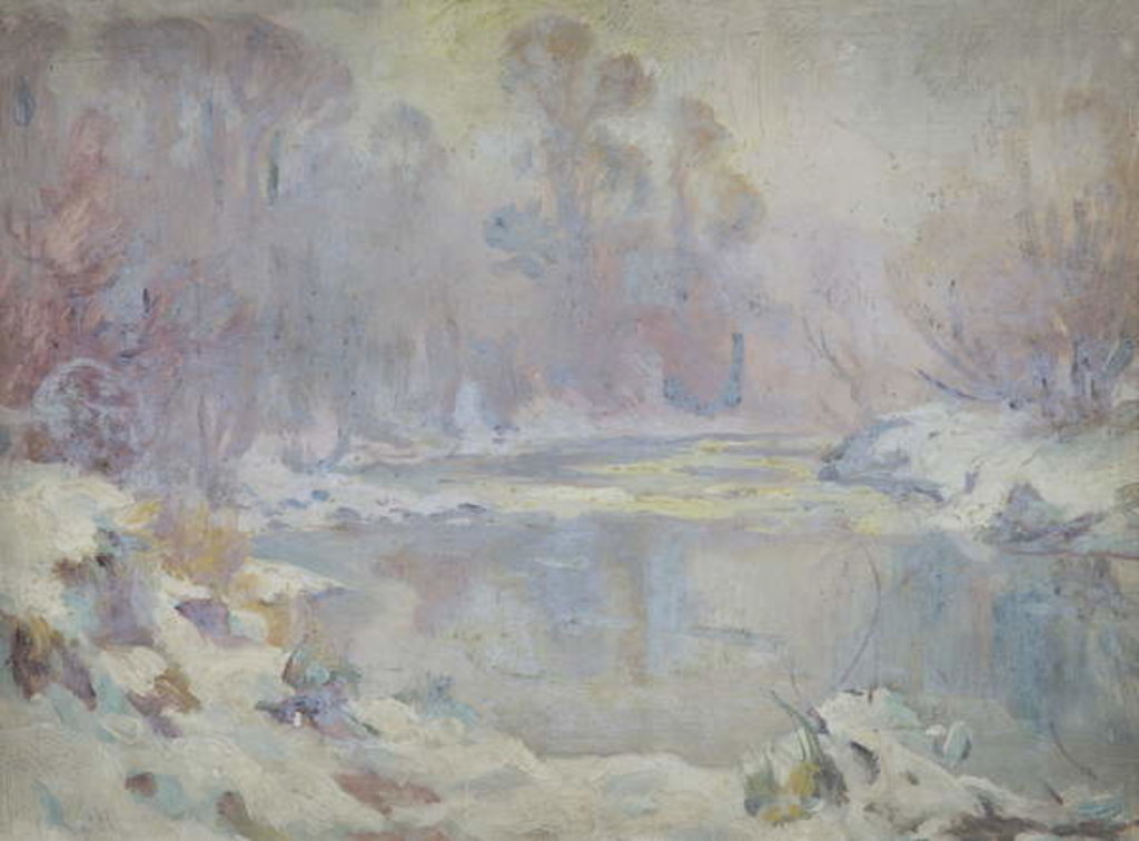 Detail of River Scene in Winter by Harry William Adams