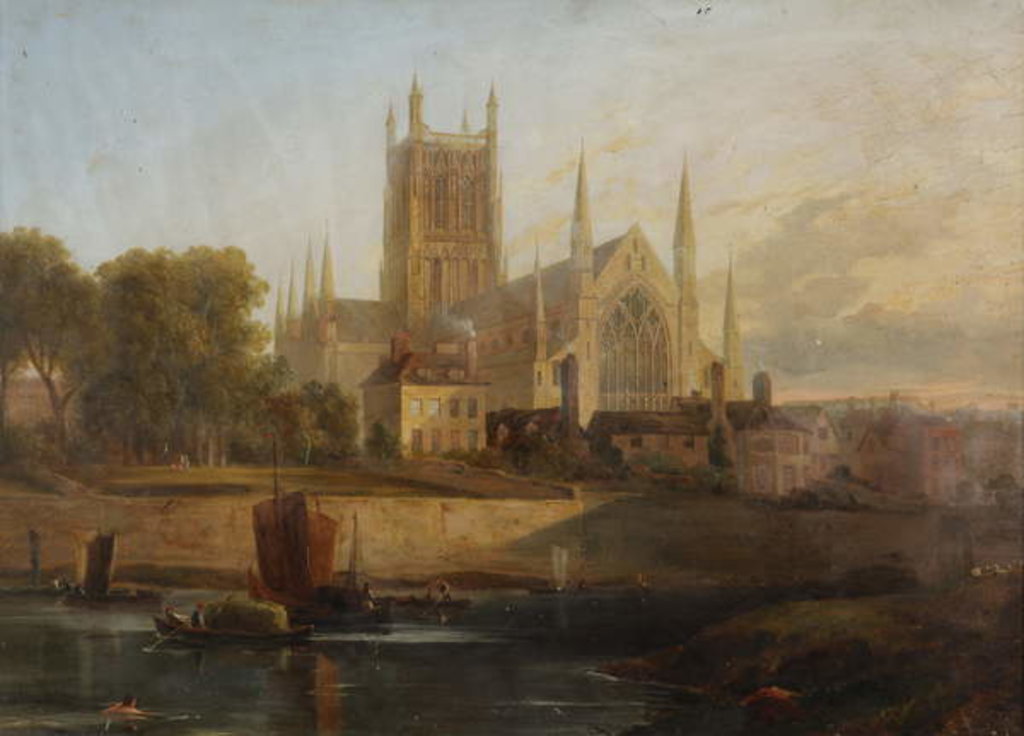 Detail of Worcester Cathedral, River Severn by David Cox