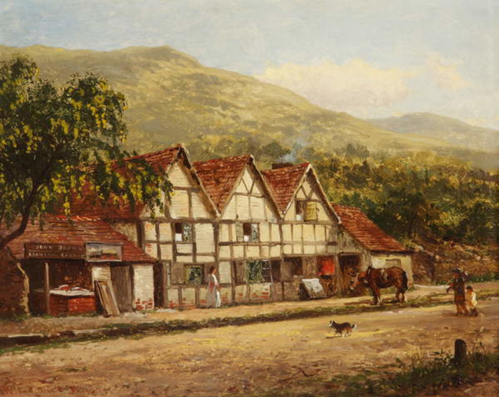 Detail of The Old Blacksmith's Shop, Great Malvern, 1871 by Benjamin Williams Leader