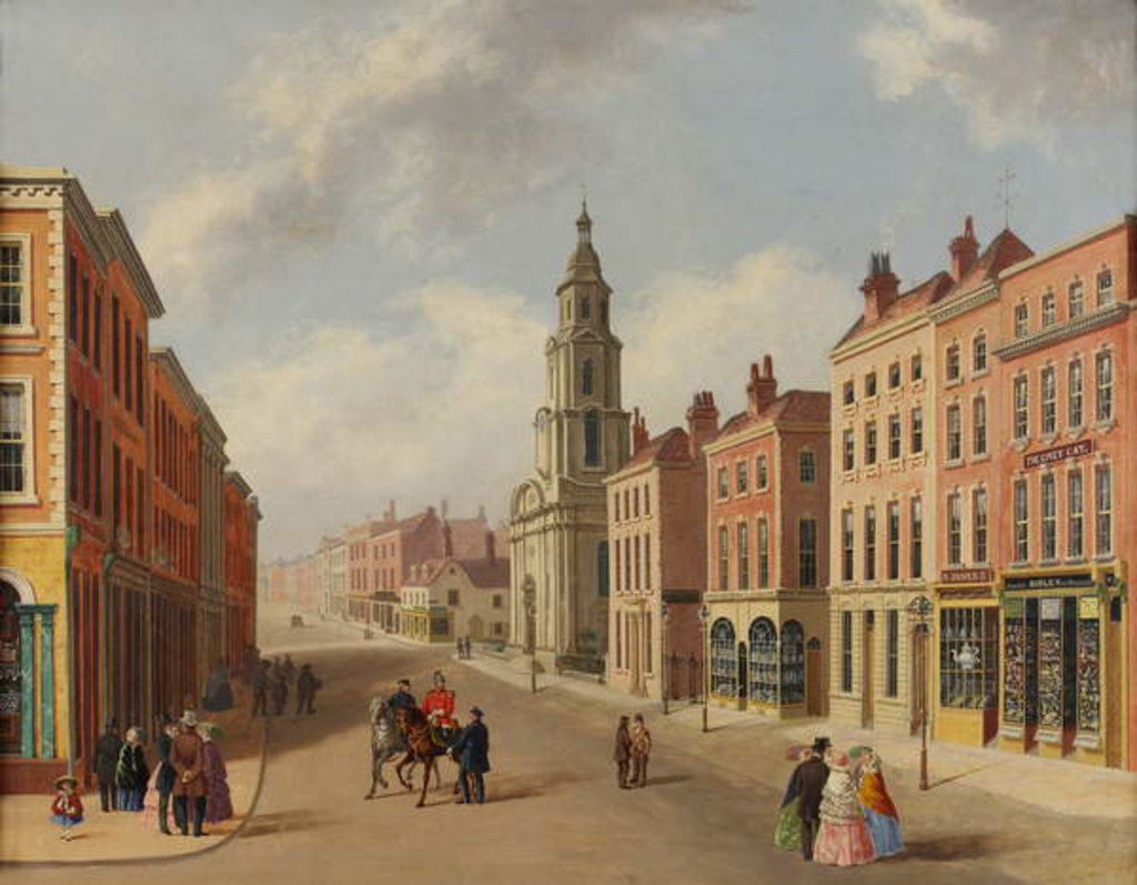 Detail of St Nicholas Church and Foregate Street, Worcester, c.1850 by Unknown Artist