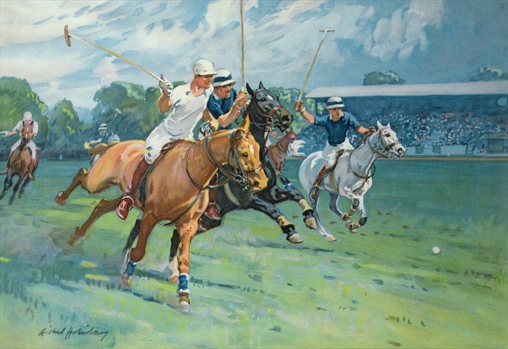 Detail of Polo at Hurlingham, The Westchester Cup, 1936 by Gilbert Holiday