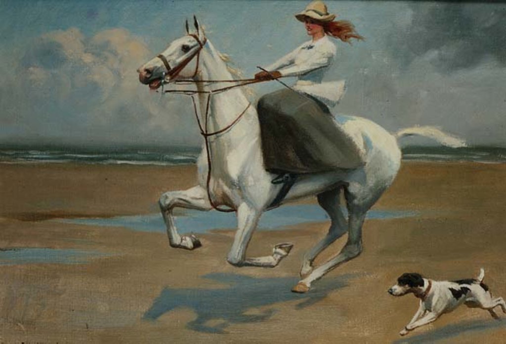 Detail of Riding on the Strand by Frank P. Stonelake