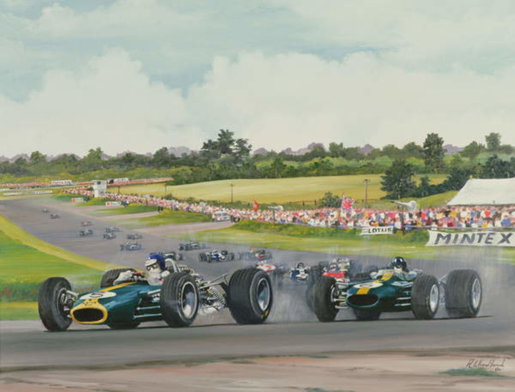 Detail of The First Lap - 1967, British Grand Prix at Silverstone, 1986 by Richard Wheatland
