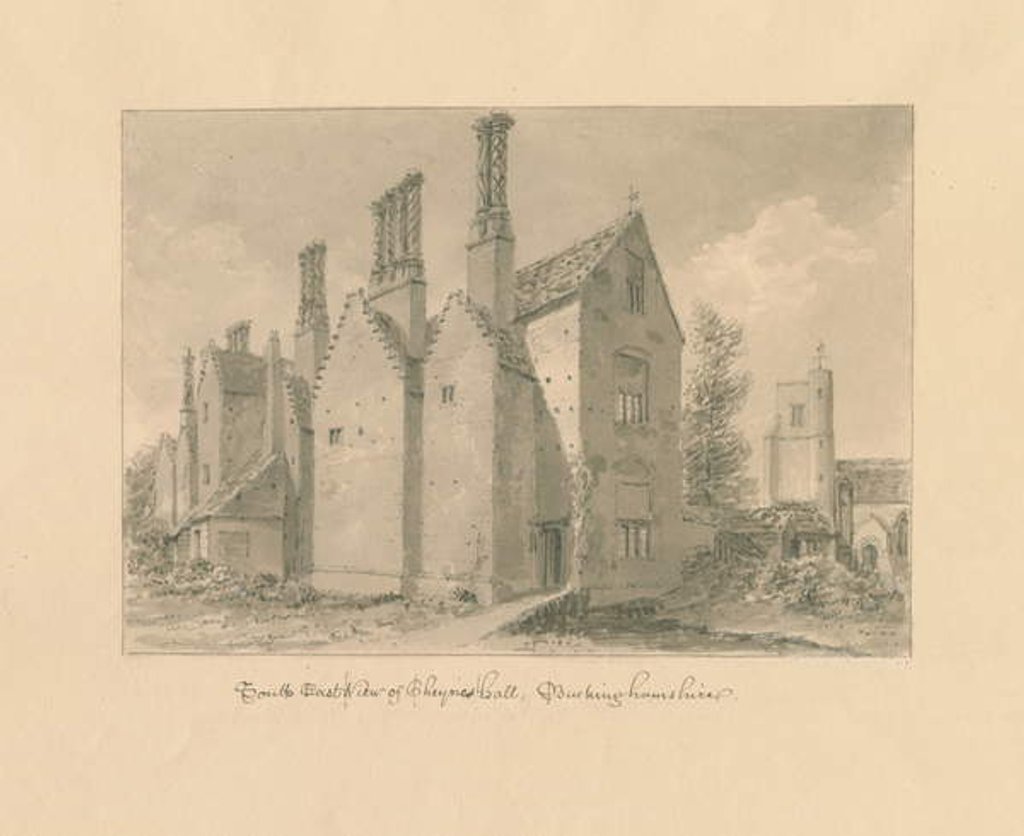 Detail of Buckinghamshire - Chenies Hall: sepia drawing, 1824 by John Buckler