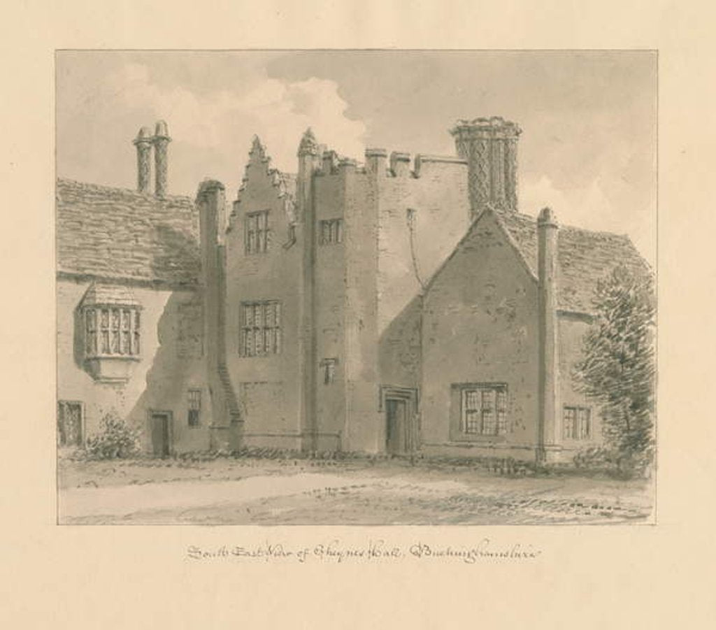 Detail of Buckinghamshire - Chenies Hall: sepia drawing, 1824 by John Chessell Buckler