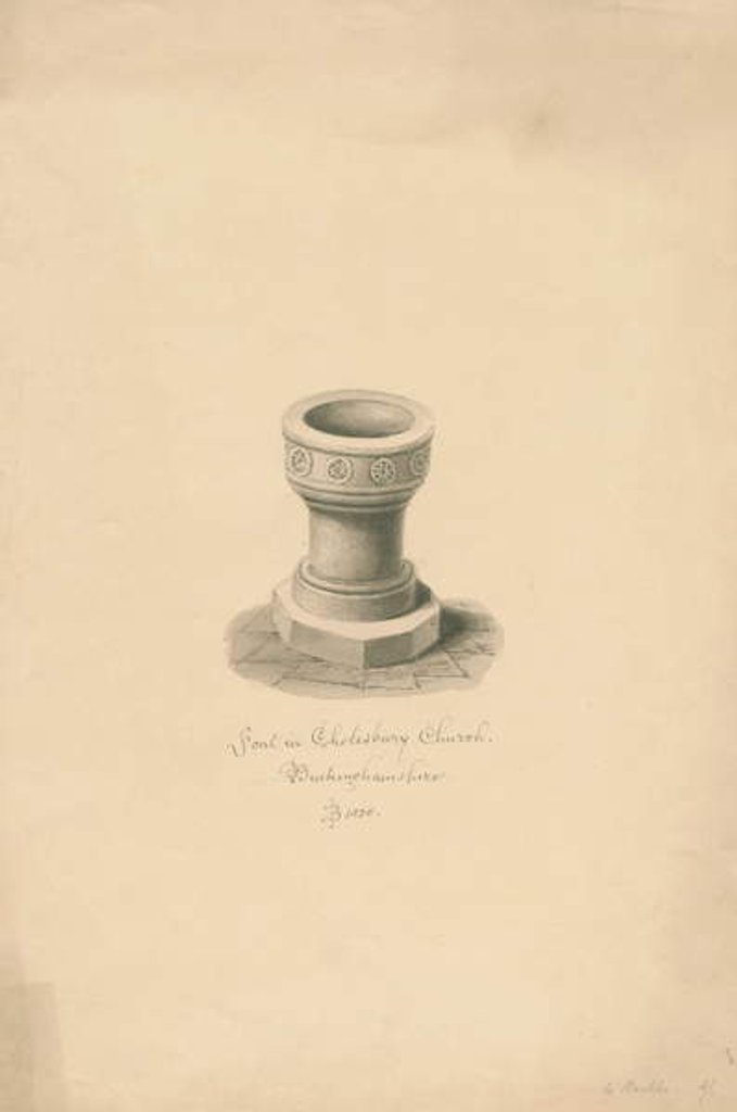 Detail of Buckinghamshire - Cholesbury Church: sepia drawing, 1838 by John Buckler