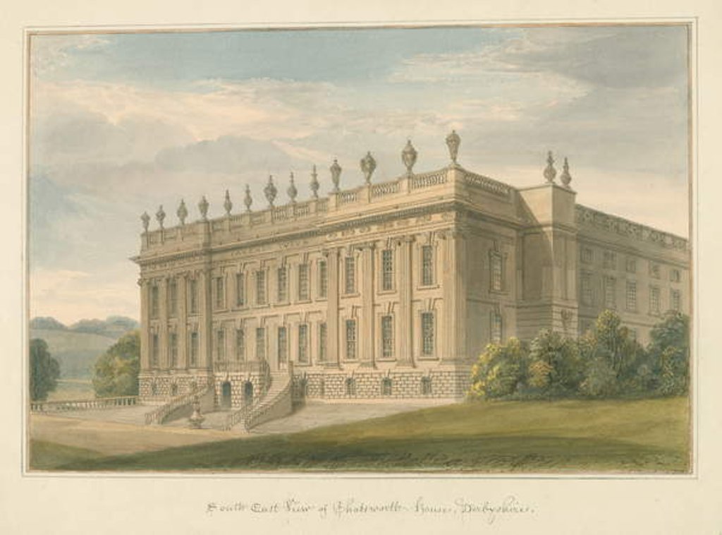 Detail of Derbyshire - Chatsworth Hall, 1812 by John Buckler