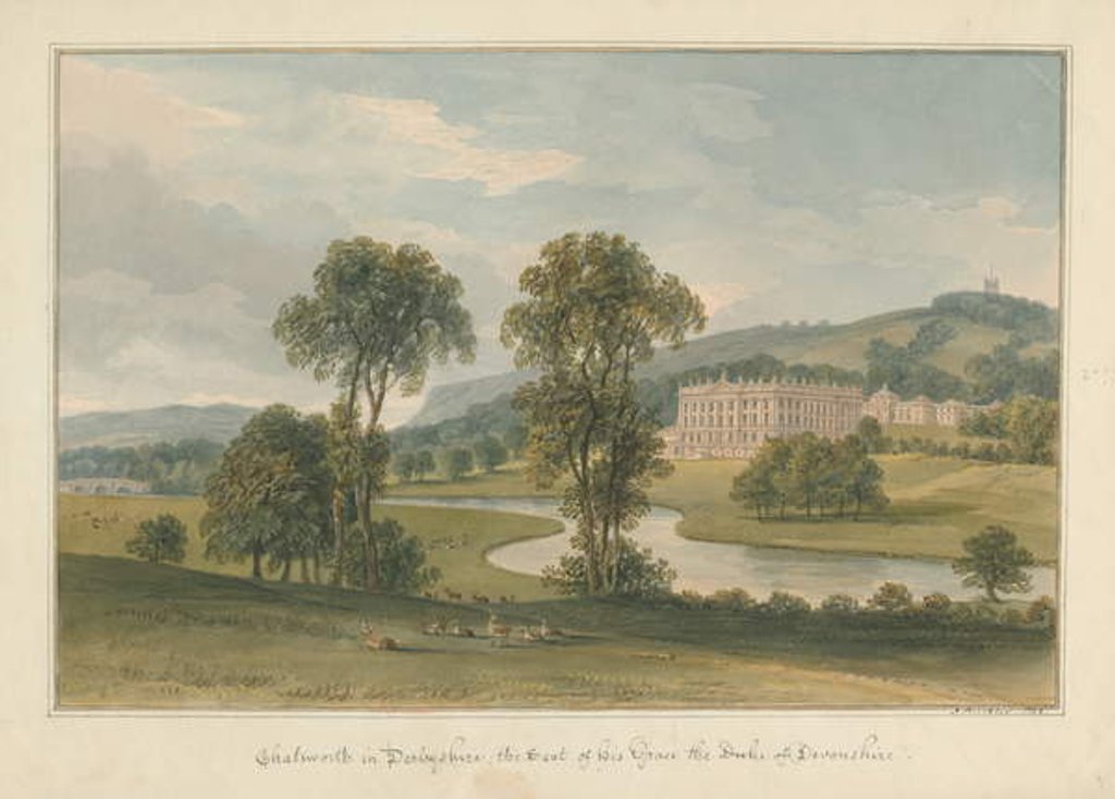 Detail of Derbyshire - Chatsworth Hall, 1826 by John Buckler