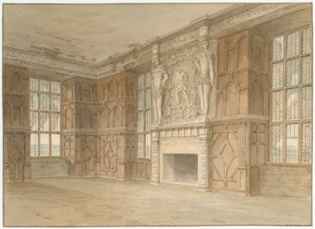 Detail of Derbyshire - Hardwick Hall [Old] - Interior of Room, 1813 by John Buckler