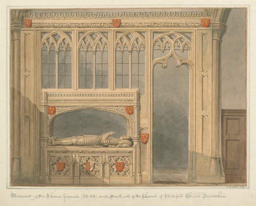 Detail of Devonshire - Bideford Church - Monument of Sir Thomas Grenville, 1827 by John Buckler