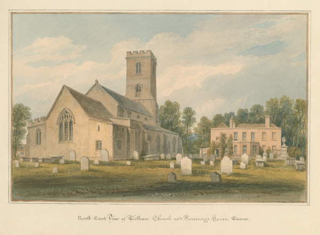 Detail of Essex - Witham Church and Parsonage House, 1825 by John Buckler