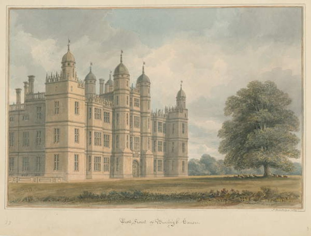Detail of Northamptonshire - Burleigh House, 1811 by John Buckler