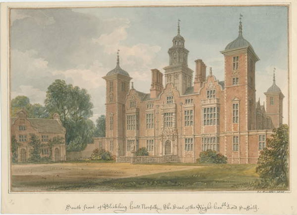 Detail of Norfolk - Blickling Hall, 1820 by John Chessell Buckler