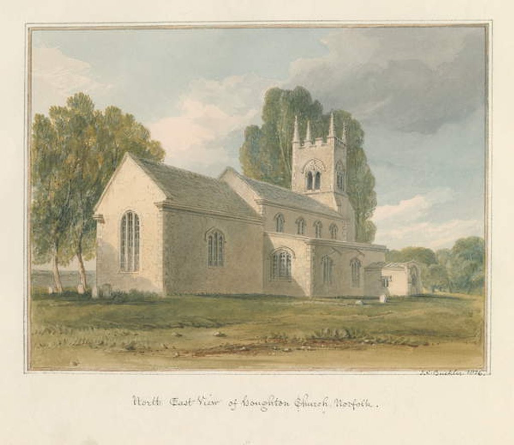 Detail of Norfolk - Houghton Church, 1826 by John Chessell Buckler