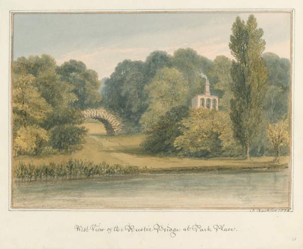 Detail of Oxfordshire - Henley upon Thames - Rustic Bridge at Park Place, 1826 by John Buckler