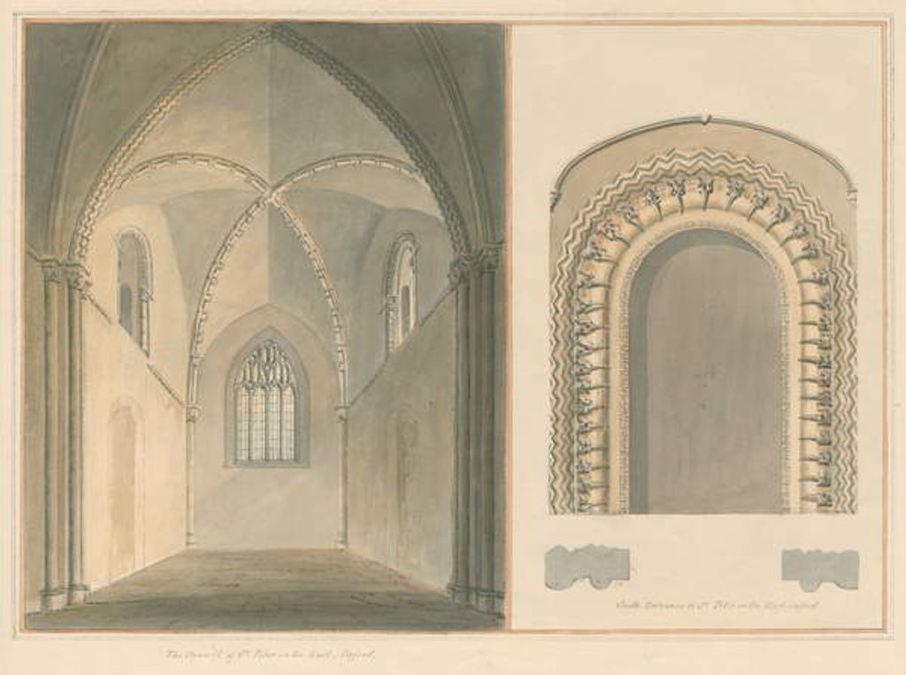 Detail of Oxfordshire - Oxford - Chancel and South Entrance of St. Peter in the East Church, 1803 by John Buckler