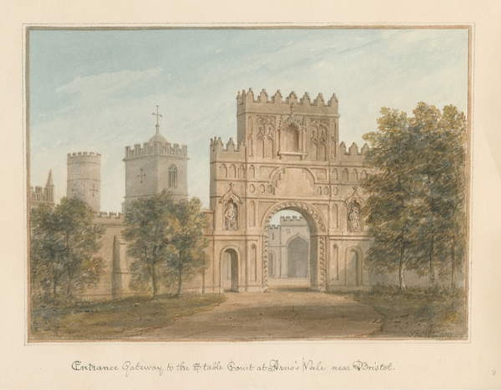 Detail of Somerset - Bristol - Entrance Gateway to the Stable Court at Arno's Vale, 1827 by John Buckler