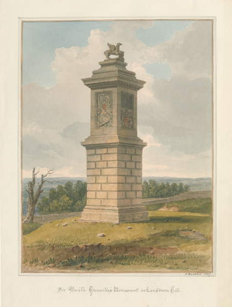Detail of Somerset - Lansdowne Hill - Sir Beville Grenville's Monument, 1827 by John Buckler