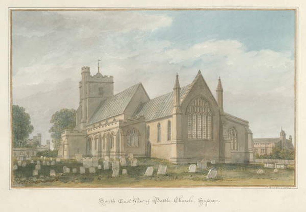 Detail of Sussex - Battle Church, 1824 by John Buckler