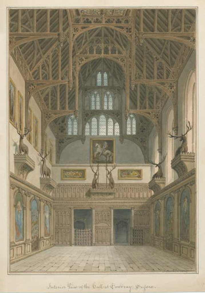Detail of Sussex - Cowdray House - Interior of Hall, 1828 by John Buckler