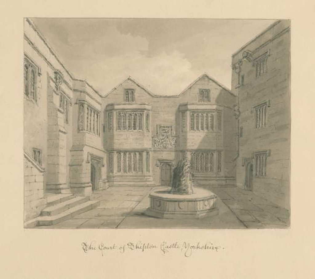 Detail of Yorkshire - Skipton Castle: sepia drawing, 1818 by John Chessell Buckler