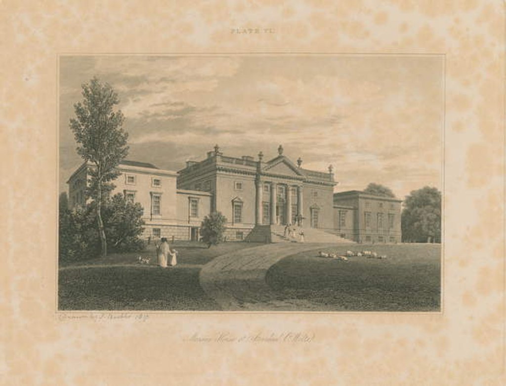 Detail of Wiltshire - Stourhead - Mansion: engraving, 1817 by John Buckler